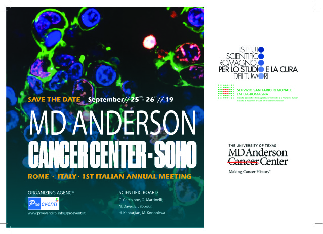 MD Anderson - SOHO - 1st ITALIAN CONFERENCE, Roma 25 - 26 Settembre 2019